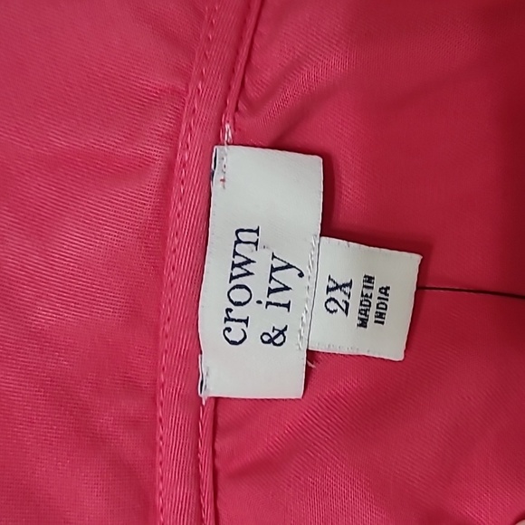 NWT Crown & Ivy Pink V-neck with Ruffled Collar & Puff Sleeves size 2X - Picture 3 of 8